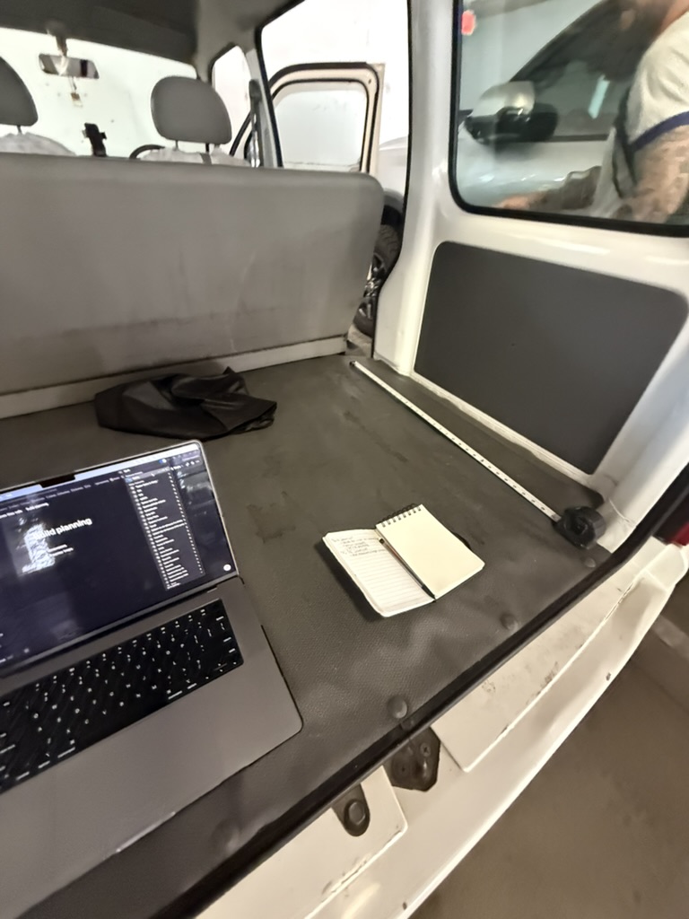 Build planning inside Steve the van