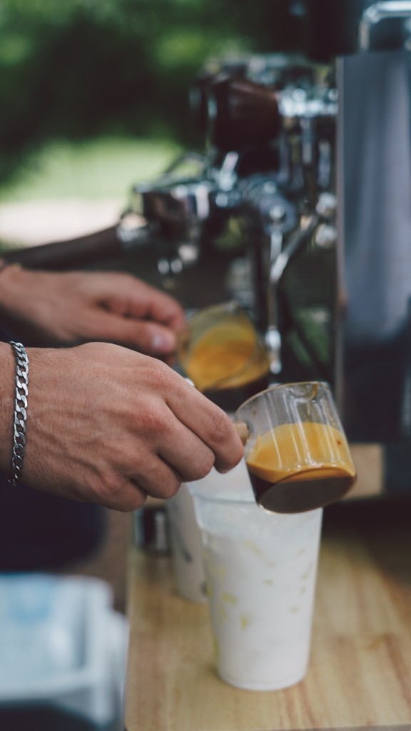 Espresso pulled over ice and milk
