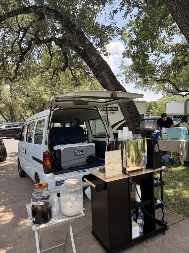 Cart setup with cold brew and horchata